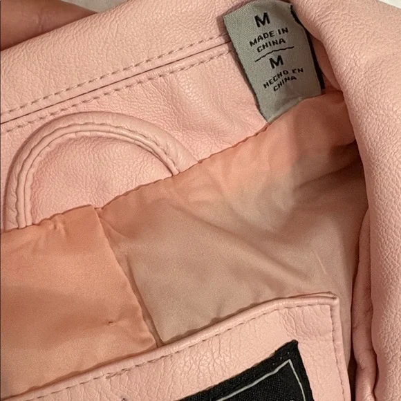Levi's Faux Leather Fashion Belted Moto Jacket Cameo Pink- M - Picture 7 of 10